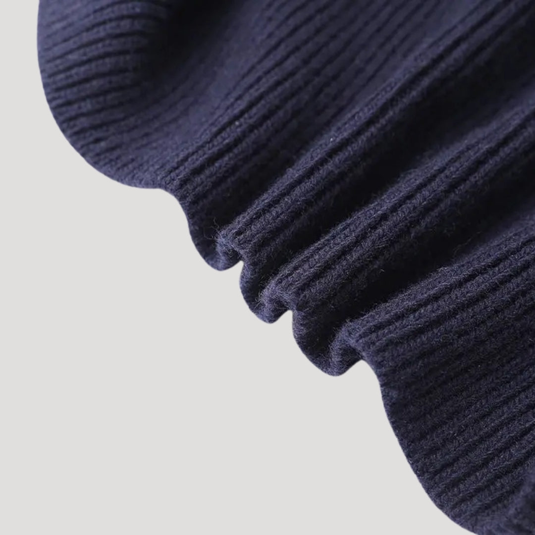 Kardigan Damski w Granacie z Denimowym Wykończeniem | Elegancki Sweter Damski