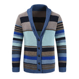 Sweter Męski z Kołnierzem w Stylu Colorblock | Elegancki Kardigan na Chłodne Dni