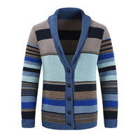 Sweter Męski z Kołnierzem w Stylu Colorblock | Elegancki Kardigan na Chłodne Dni