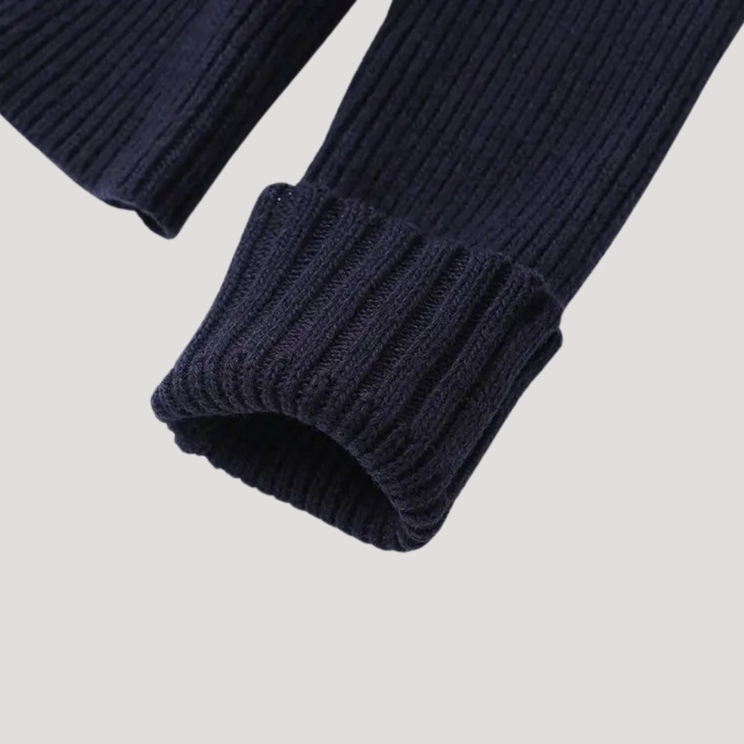 Kardigan Damski w Granacie z Denimowym Wykończeniem | Elegancki Sweter Damski