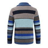 Sweter Męski z Kołnierzem w Stylu Colorblock | Elegancki Kardigan na Chłodne Dni