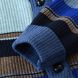 Sweter Męski z Kołnierzem w Stylu Colorblock | Elegancki Kardigan na Chłodne Dni