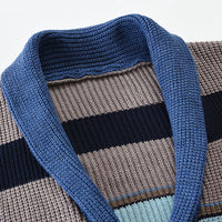 Sweter Męski z Kołnierzem w Stylu Colorblock | Elegancki Kardigan na Chłodne Dni