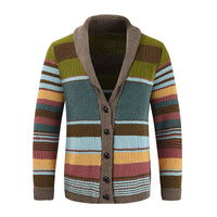 Sweter Męski z Kołnierzem w Stylu Colorblock | Elegancki Kardigan na Chłodne Dni