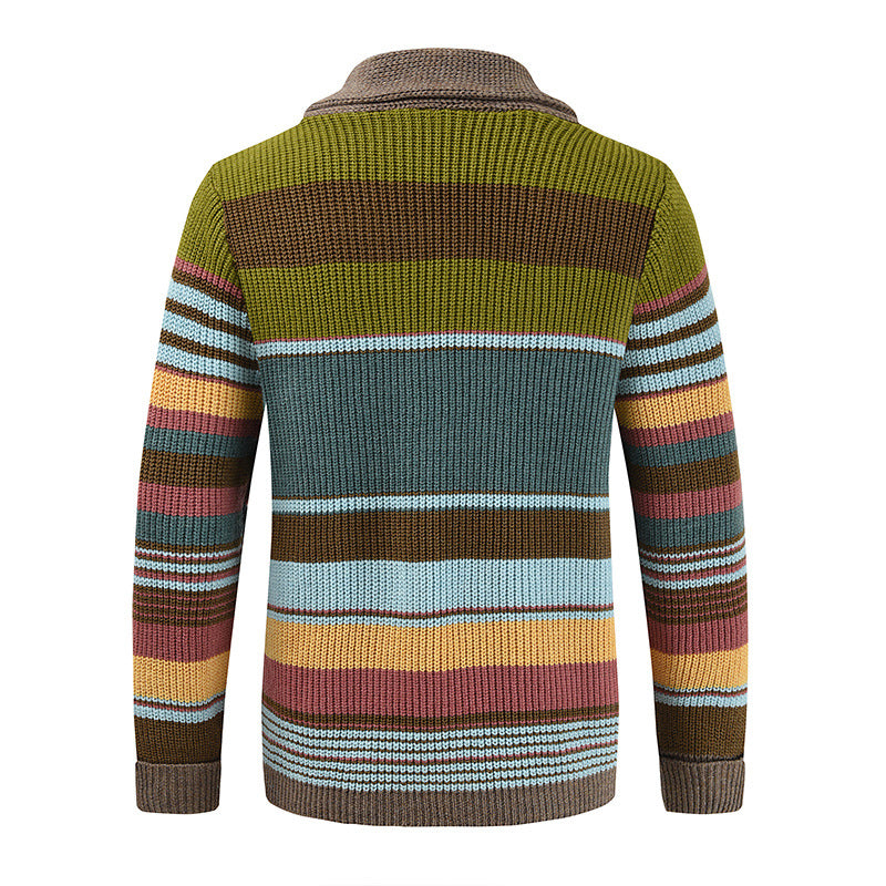Sweter Męski z Kołnierzem w Stylu Colorblock | Elegancki Kardigan na Chłodne Dni