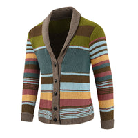 Sweter Męski z Kołnierzem w Stylu Colorblock | Elegancki Kardigan na Chłodne Dni