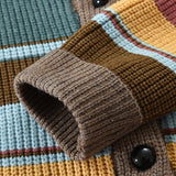 Sweter Męski z Kołnierzem w Stylu Colorblock | Elegancki Kardigan na Chłodne Dni