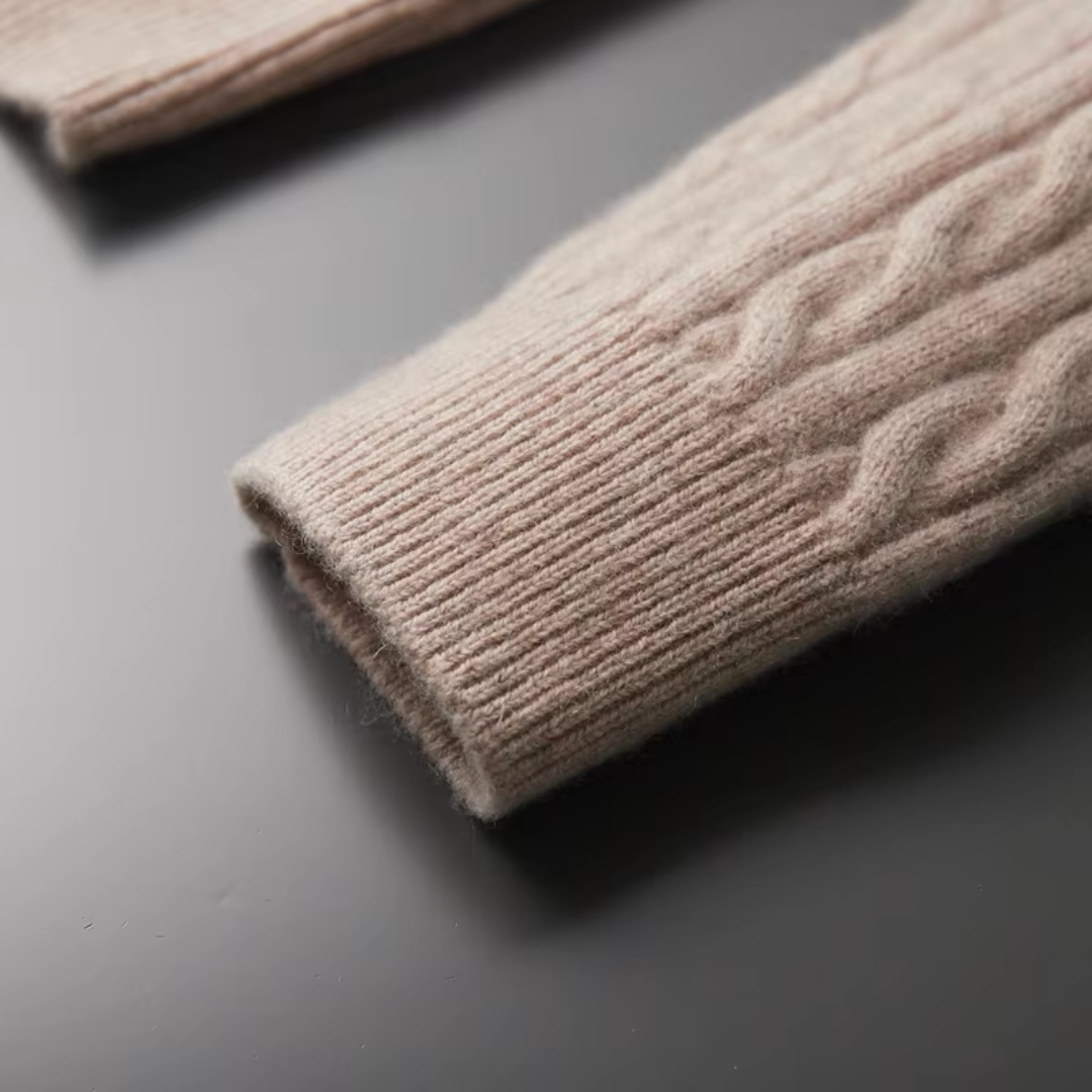 Sweter Męski z Półzamkiem | Wzór Warkoczowy | Slim Fit | Styl Smart Casual