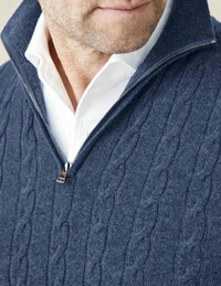 Sweter Męski z Warkoczowym Splotem | Półzamek | Wysoki Kołnierz | Warstwa na Jesień i Zimę