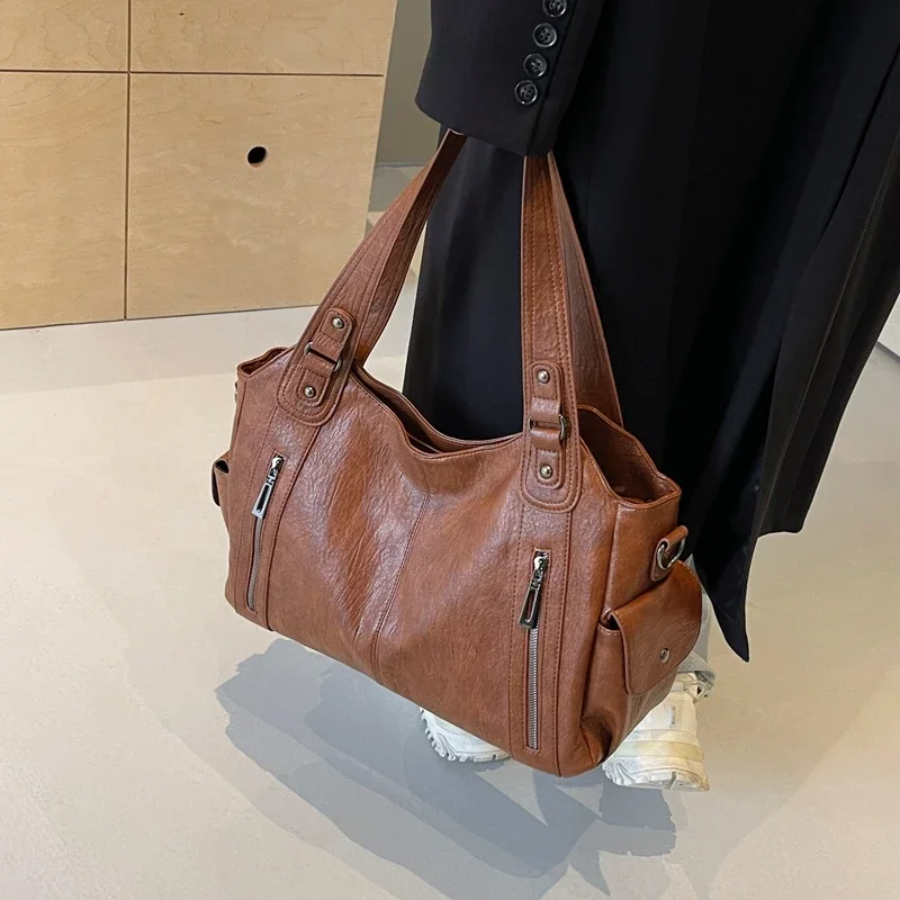 Torebka Damska na Ramię z Przegrodami | Elegancka Duża Torebka na Co Dzień