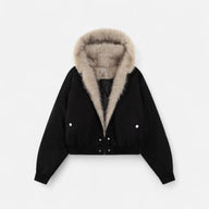 Płaszcz Damski Zimowy z Kołnierzem z Futrem | Elegancki Płaszcz Vintage na Chłodne Dni