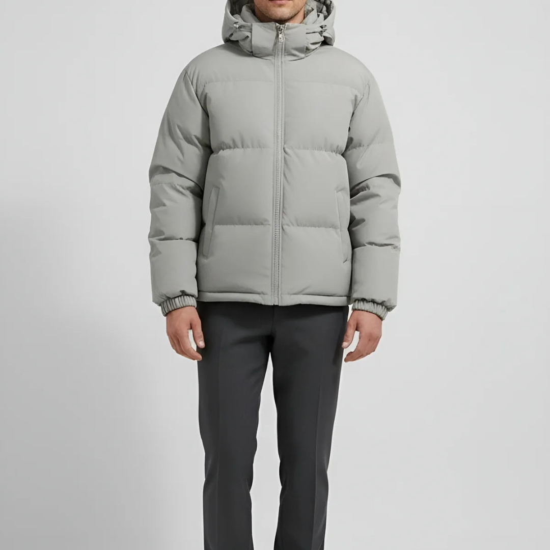 Kurtka Puchowa Męska Klasyczna z Kapturem | Męska Kurtka Zimowa na Chłodne Dni