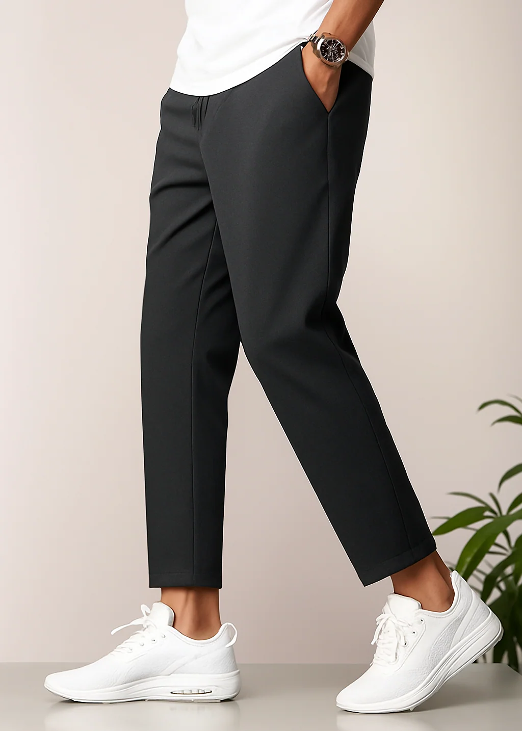 Męskie Spodnie Chinos Slim Fit | Elastyczny Pas | Nowoczesna Długość 7/8