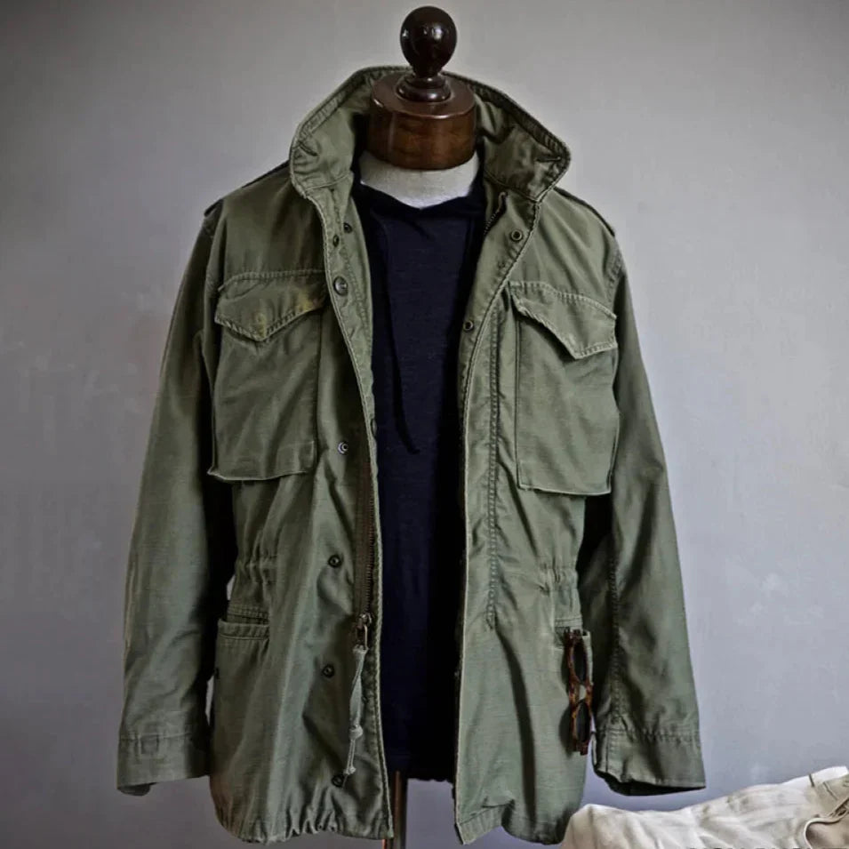 Kurtka Polowa Męska | Styl Vintage | Regulowany Pas | Lekka Warstwa na Przejściowe Pory Roku