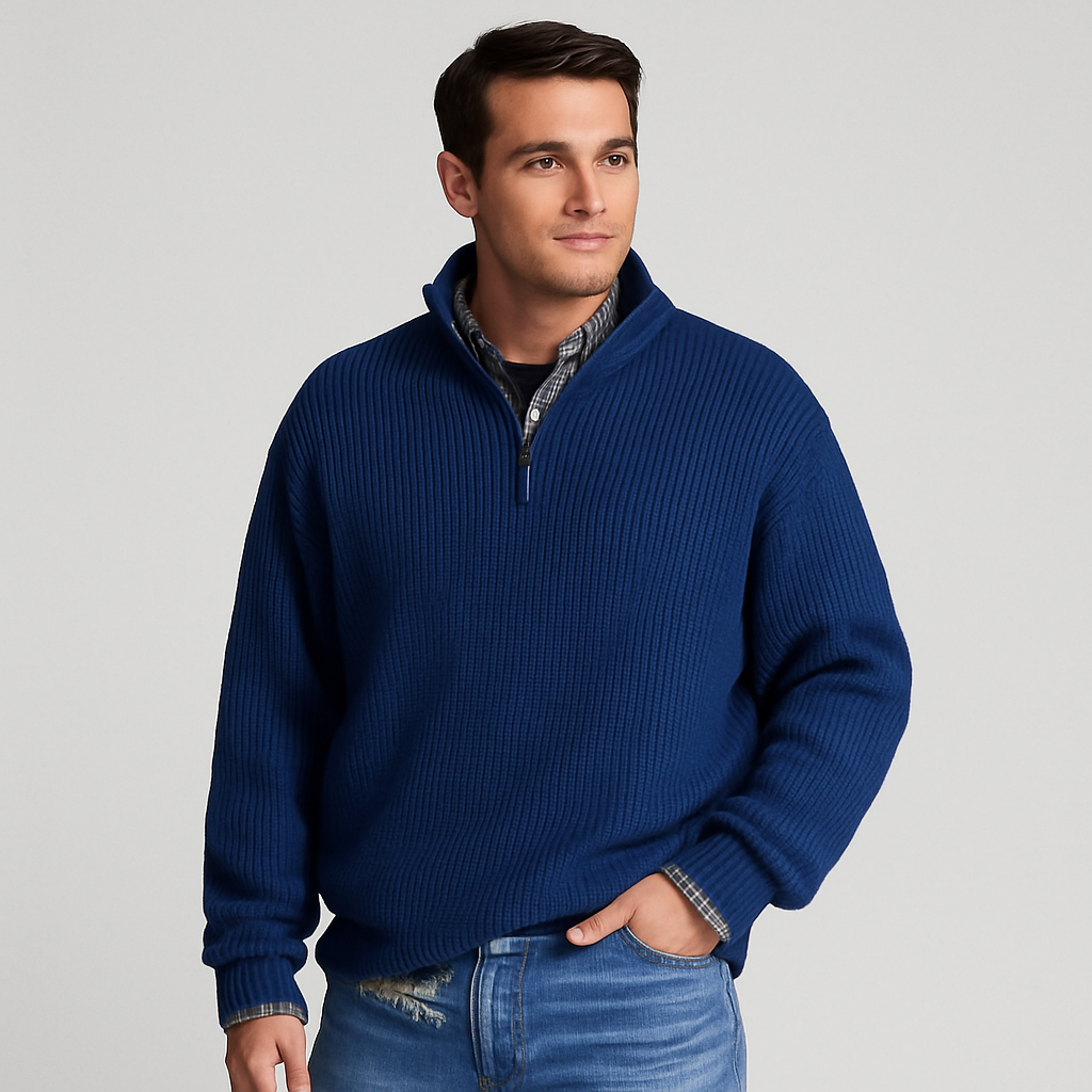 Sweter Męski z Półzamkiem w Klasycznym Stylu | Sweter Męski Elegancki