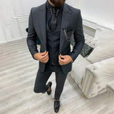 Garnitur Męski 3 Częściowy Slim Fit na Wesele | Klasyczny Smoking na Eleganckie Okazje