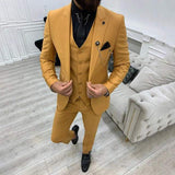 Garnitur Męski 3 Częściowy Slim Fit na Wesele | Klasyczny Smoking na Eleganckie Okazje