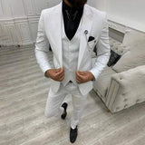 Garnitur Męski 3 Częściowy Slim Fit na Wesele | Klasyczny Smoking na Eleganckie Okazje