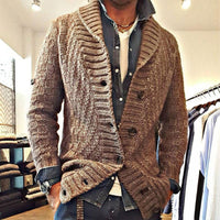Kardigan Męski z Klapami w Stylu Vintage | Elegancki Sweter Męski