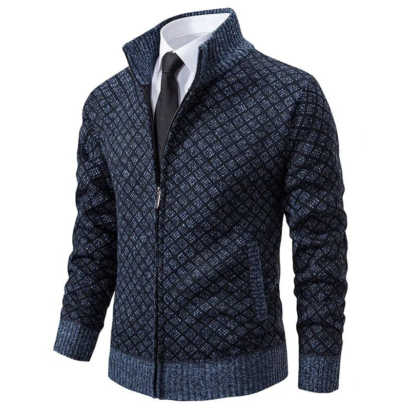 Sweter Męski z Zamkiem | Styl Smart Casual | Elegancki Wzór | Jesienna i Zimowa Warstwa