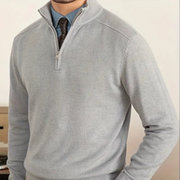 Sweter Męski z Półzamkiem | Wysoki Kołnierz | Smart Casual | Lekka Warstwa na Jesień i Wiosnę