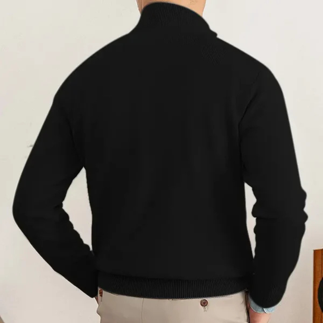 Sweter Męski z Półzamkiem | Wysoki Kołnierz | Smart Casual | Lekka Warstwa na Jesień i Wiosnę