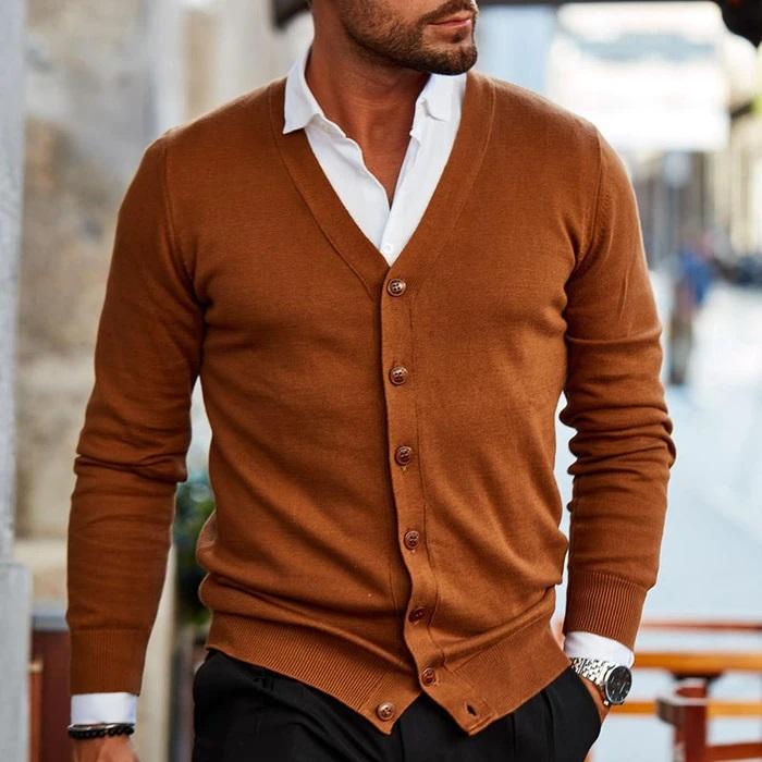 Męski Kardigan z Dekoltem V | Klasyczny Krój | Elegancki na Co Dzień