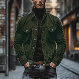 Kurtka Męska z Klapami i Kieszeniami w Stylu Vintage | Kurtka Męska Przejściowa