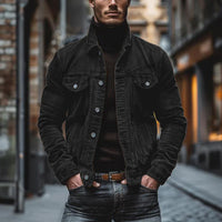 Kurtka Męska z Klapami i Kieszeniami w Stylu Vintage | Kurtka Męska Przejściowa