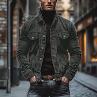 Kurtka Męska z Klapami i Kieszeniami w Stylu Vintage | Kurtka Męska Przejściowa