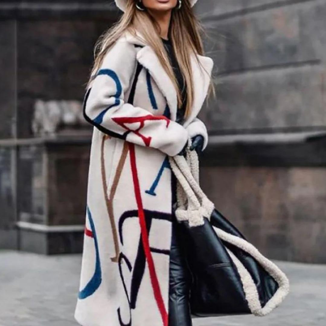 Płaszcz Zimowy Damski z Modnym Printem | Elegancka Kurtka Damska na Zimę
