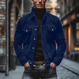 Kurtka Męska z Klapami i Kieszeniami w Stylu Vintage | Kurtka Męska Przejściowa