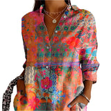 Bluzka damska w kwiaty | Elegancka koszulowa bluzka z guzikami