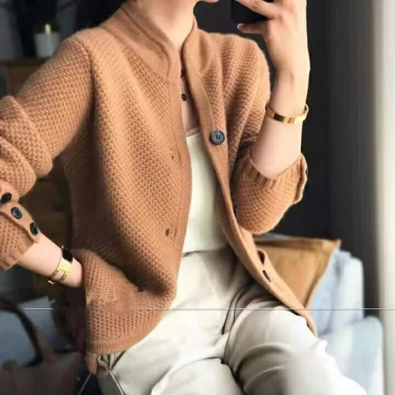 Płaszcz Damski z Wełny | Elegancki Swetrowy Krój | Ciepły i Stylowy | Klasyczny Fason | Na Zimę i Jesień