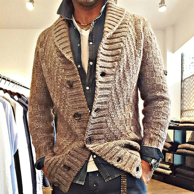 Kardigan Męski z Klapami w Stylu Vintage | Elegancki Sweter Męski