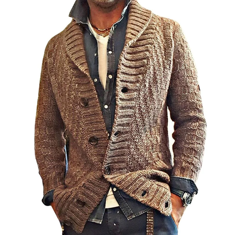 Kardigan Męski z Klapami w Stylu Vintage | Elegancki Sweter Męski