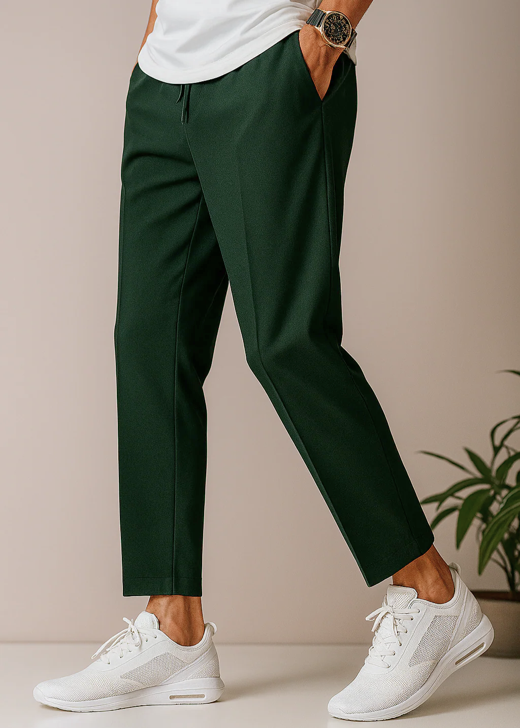 Męskie Spodnie Chinos Slim Fit | Elastyczny Pas | Nowoczesna Długość 7/8