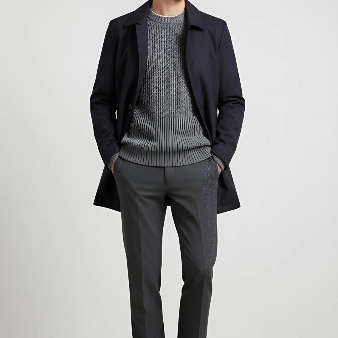 Męski Płaszcz w Nowoczesnym Stylu | Elegancka Męska Kurtka Przejściowa o Czystej Linii