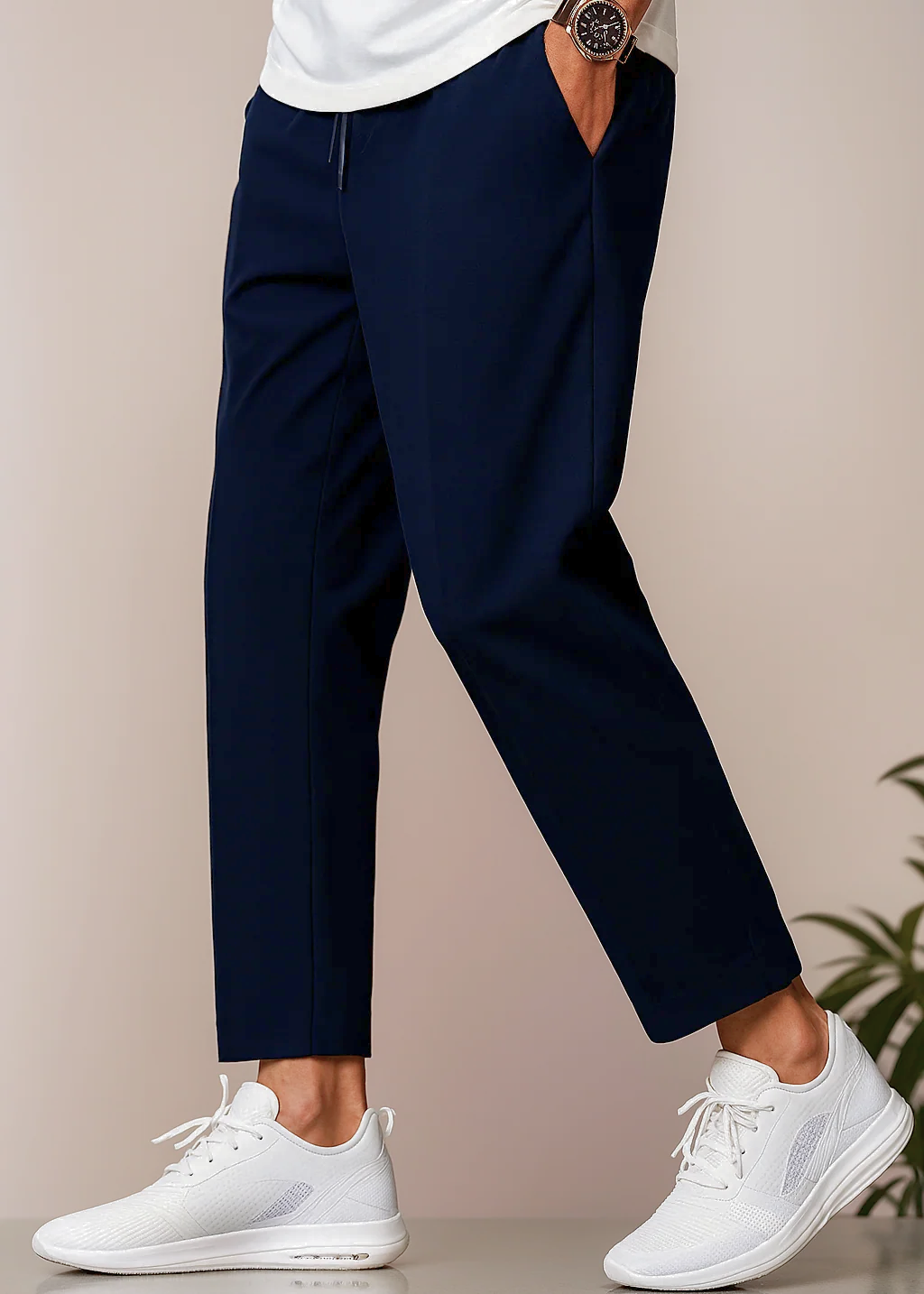 Męskie Spodnie Chinos Slim Fit | Elastyczny Pas | Nowoczesna Długość 7/8