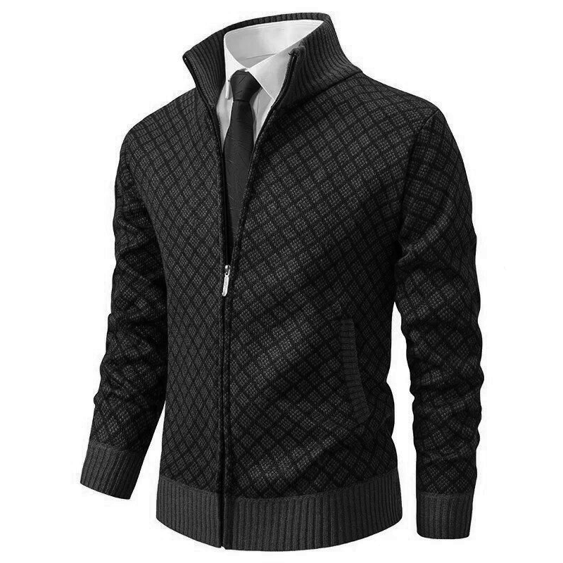 Sweter Męski z Zamkiem | Styl Smart Casual | Elegancki Wzór | Jesienna i Zimowa Warstwa