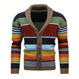 Sweter Męski z Kołnierzem w Stylu Colorblock | Elegancki Kardigan na Chłodne Dni