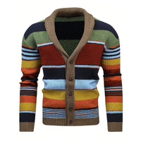 Sweter Męski z Kołnierzem w Stylu Colorblock | Elegancki Kardigan na Chłodne Dni