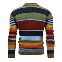 Sweter Męski z Kołnierzem w Stylu Colorblock | Elegancki Kardigan na Chłodne Dni