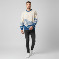 Męski Sweter Żakardowy z Okrągłym Dekoltem | Swetry Męskie Zimowe