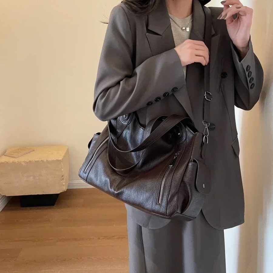 Torebka Damska na Ramię z Przegrodami | Elegancka Duża Torebka na Co Dzień
