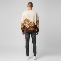 Męski Sweter Żakardowy z Okrągłym Dekoltem | Swetry Męskie Zimowe