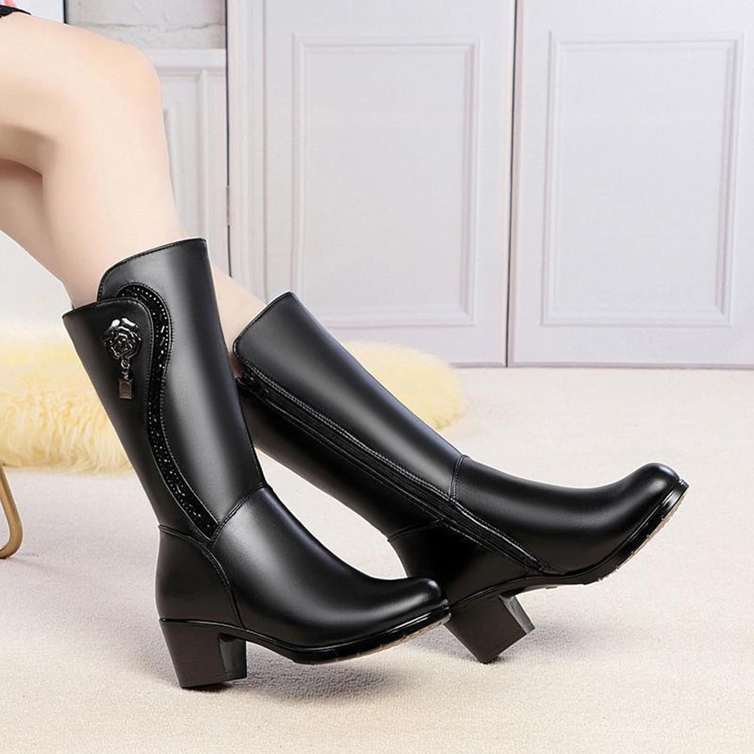 Buty Zimowe Damskie z Futrzaną Wyściółką | Ciepłe Botki Damskie na Zimę