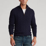 Sweter Męski z Półzamkiem | Styl Smart Casual | Wysoki Kołnierz | Jesienna Warstwa