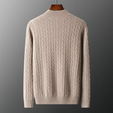 Sweter Męski z Półzamkiem | Wzór Warkoczowy | Slim Fit | Styl Smart Casual