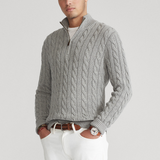 Sweter Męski z Półzamkiem | Styl Smart Casual | Wysoki Kołnierz | Jesienna Warstwa